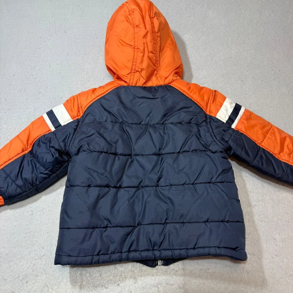 Nike Toddler Boys Puffer Jacket Orange Navy Blue Size 2T Winter‎ Coat